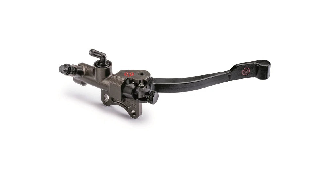 Black motorcycle brake lever on a white background