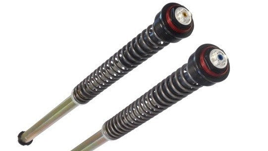 Two shock absorbers on a white background