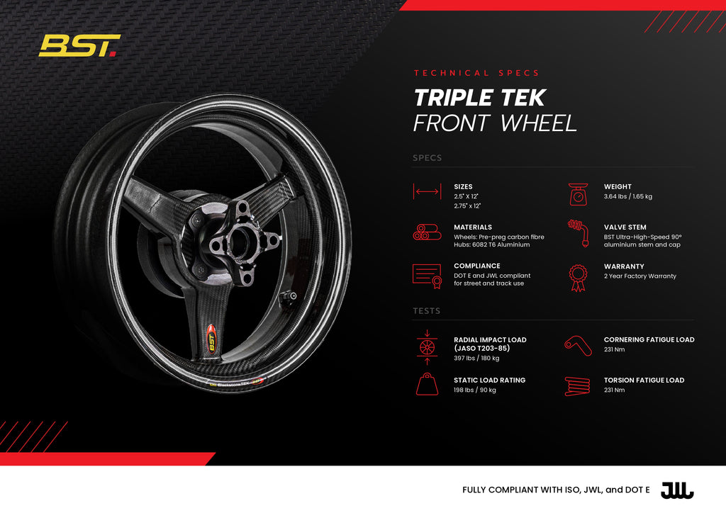 TRIPLE TEK - Carbon Wheels (Honda Grom / Monkey Bike / Kawasaki Z125)