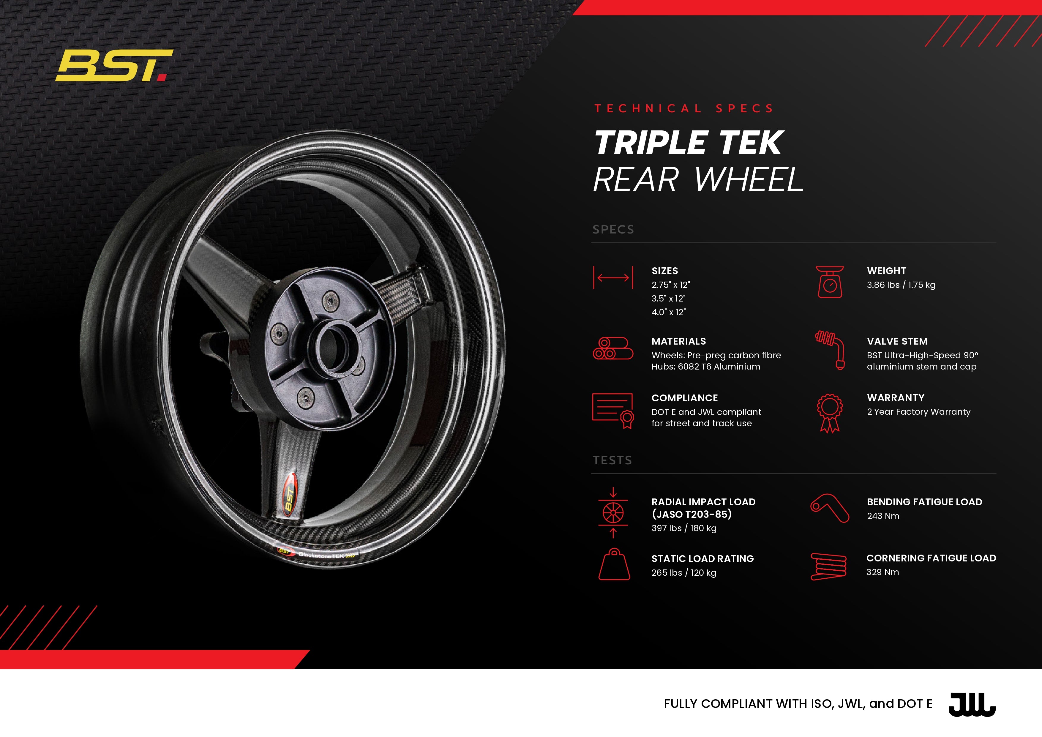 TRIPLE TEK - Carbon Wheels (Honda Grom / Monkey Bike / Kawasaki Z125)