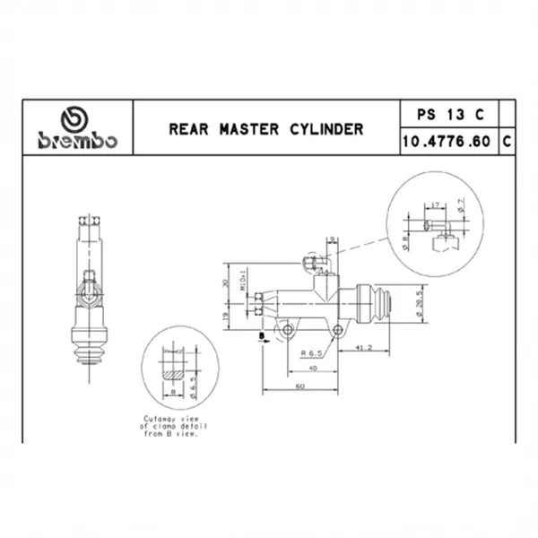 Brembo PS13C Rear Brake Master Cylinder with tip