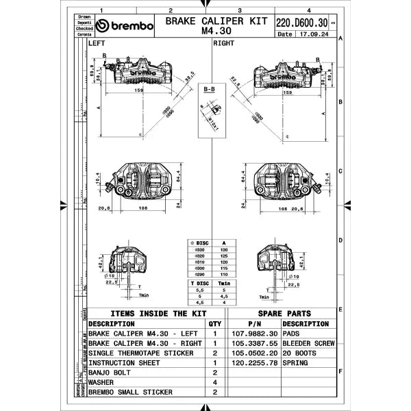 Brembo GP4-RR/RX/RS/MS Radial Brake Calipers (100mm/108mm/130mm)