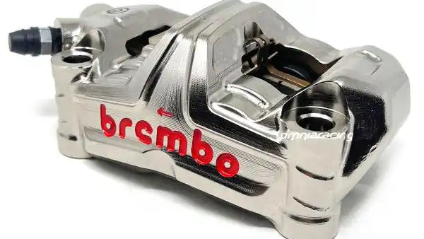 Brembo brake caliper on a white background with Brembo logo.