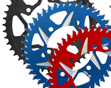 Collection of Vortex bike sprockets and chain on a white background