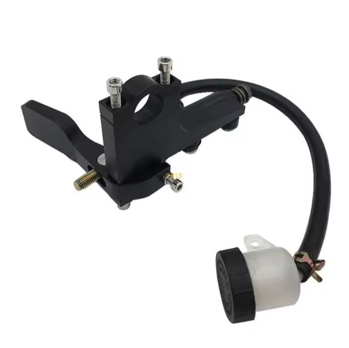 Mechanical component with black housing and wiring on a white background