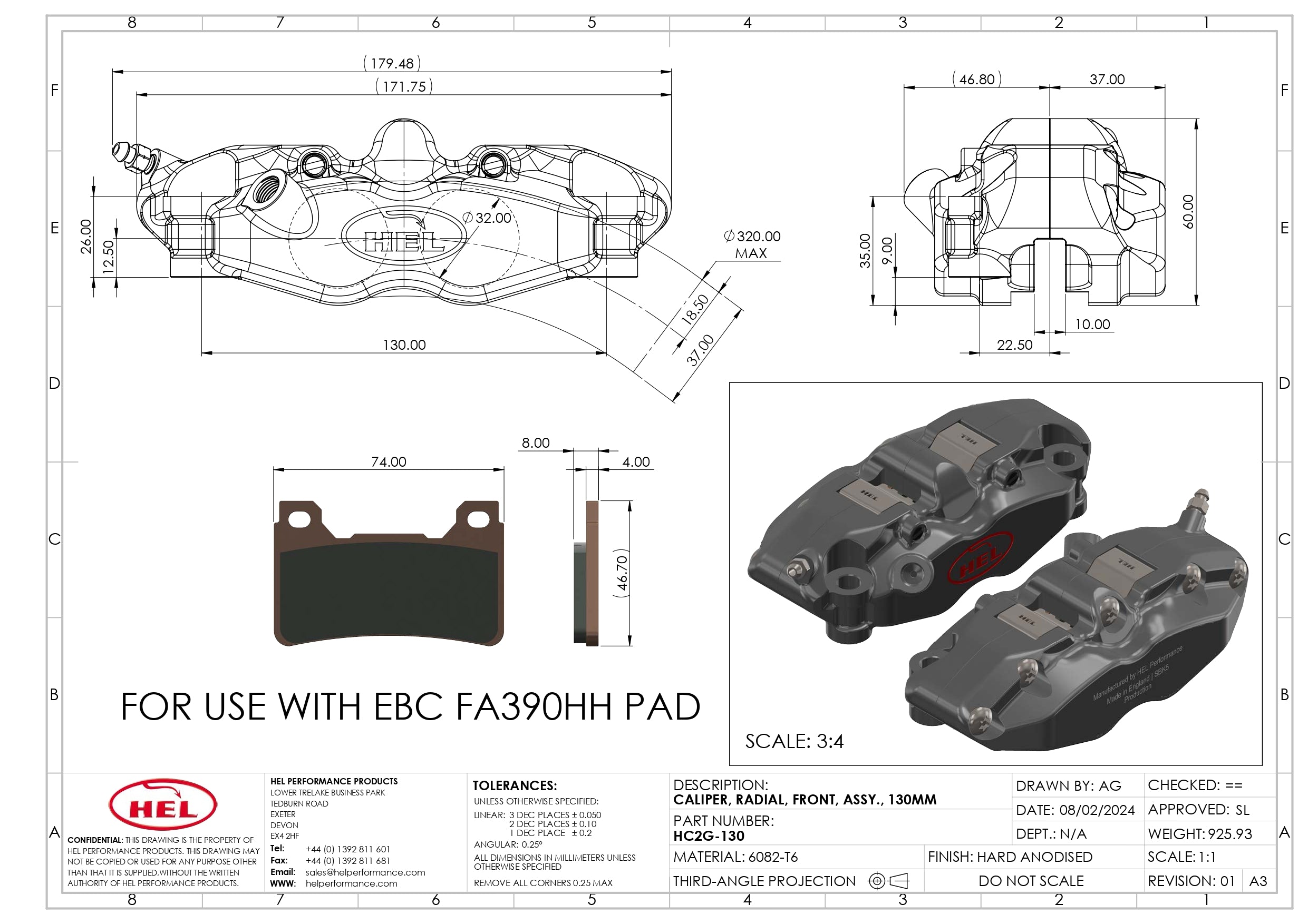 HEL V2 Solid Billet 4-Piston Radial Calipers (100mm / 108mm / 130mm Flat Back)