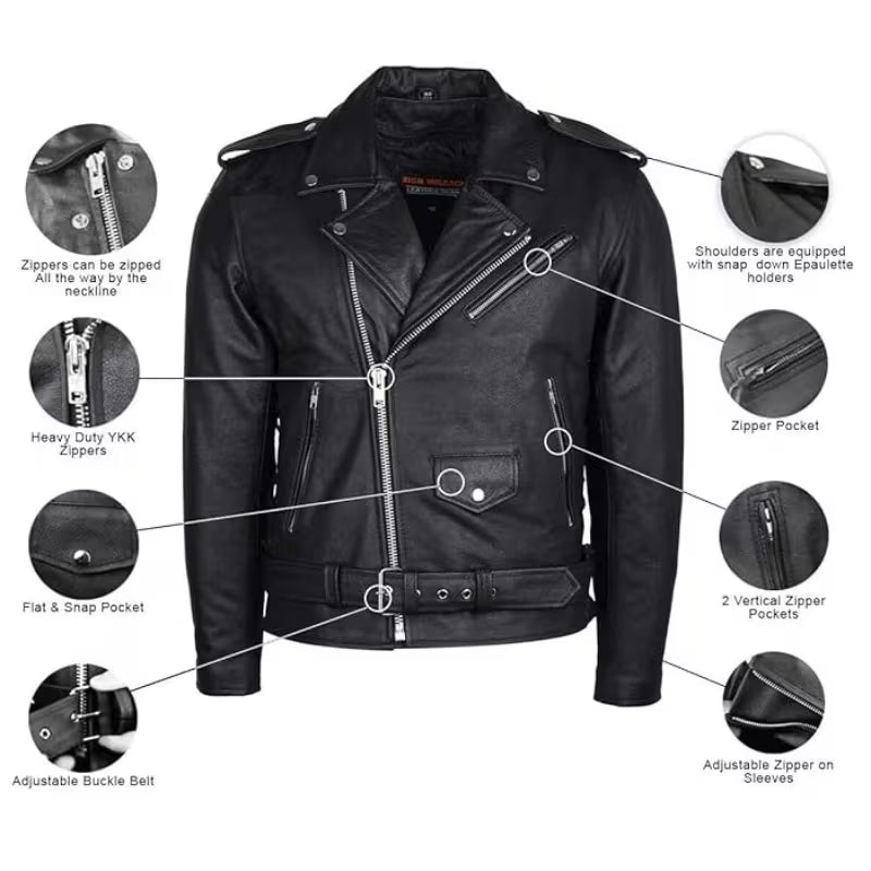 Leather Motorcycle Jacket – Short Sleeve & Long Sleeve (Unbranded)