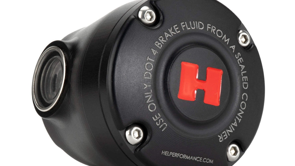 Black mechanical component with a red 'H' logo on a white background