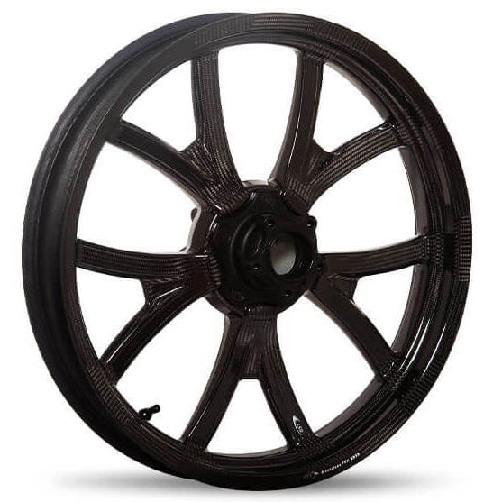 Black motorcycle wheel rim on a white background